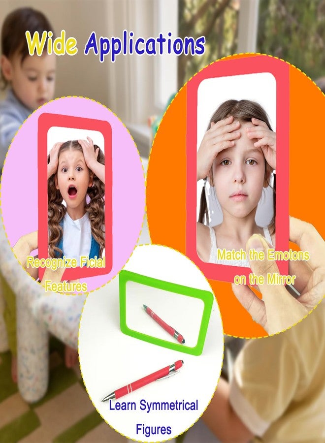 مرايا صغيرة للأطفال من yisncka، مرايا غير قابلة للكسر ومقاومة للكسر، مقاس 6 × 4 بوصات، زوايا دائرية، مرايا مربعة غير قابلة للكسر، مناسبة للمدرسة والفصول الدراسية والحمام والأعمال اليدوية (ألوان زاهية) - Image 5